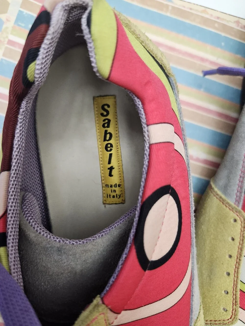 Vintage Emilio Pucci Driving Shoes Colorful Print Purple Laces EU 38/39